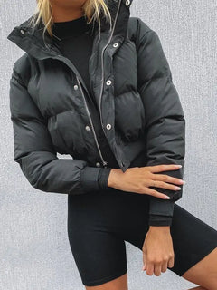 Elegant Cropped Puffer Jackets Women